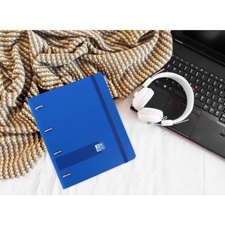 Oxford Europeanbinder + Live & Go A4+ con 4 anillas de 35 mm y recambio, Azul